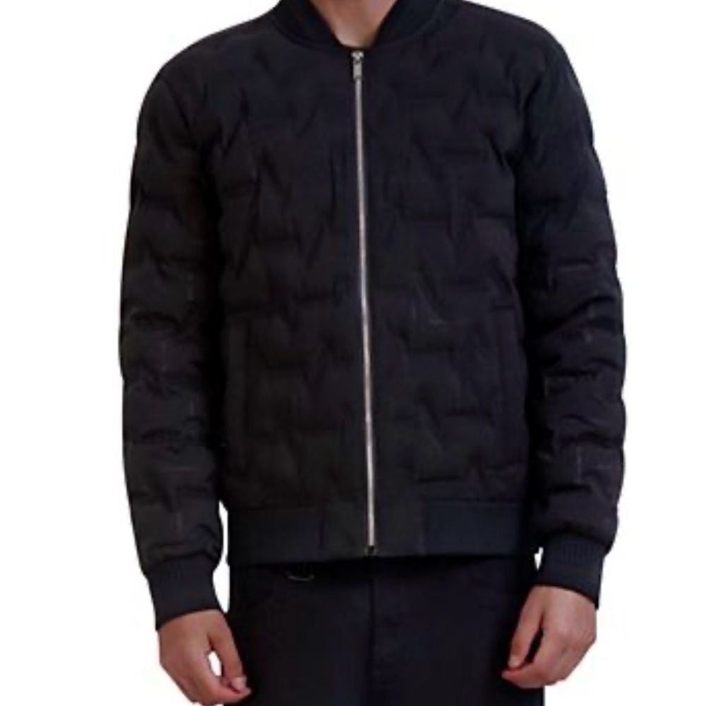 Karl Lagerfeld Paris Black Quilted Bomber Jacket Men's M $325
